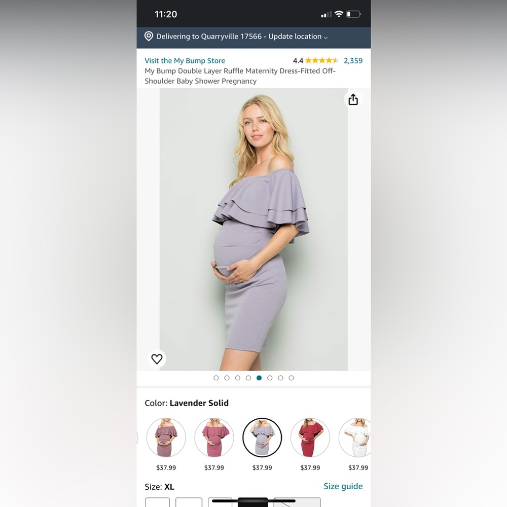 My Bump Lavender Off Shoulder Dress Maternity - Picture 5 of 7